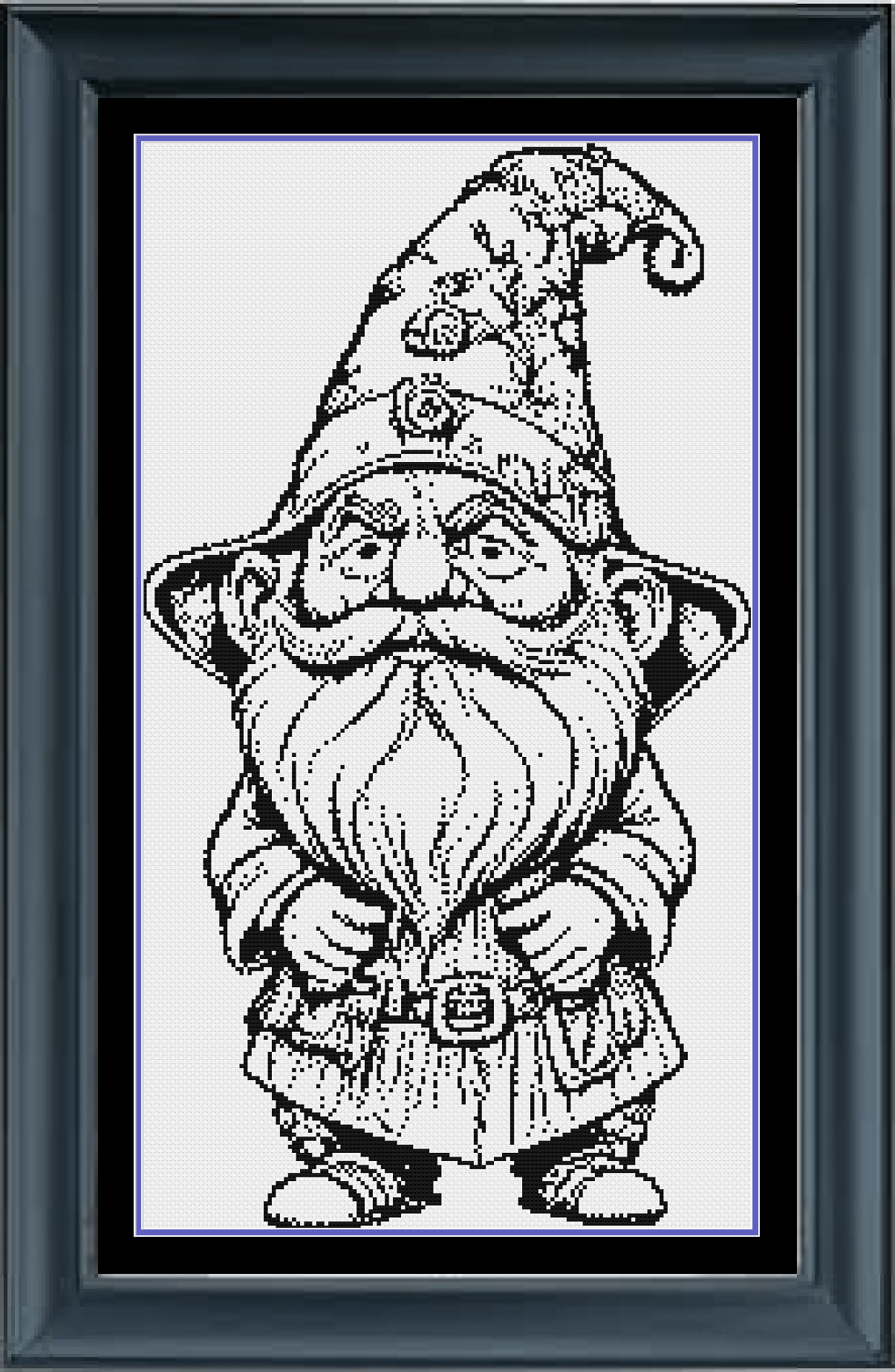 Stitching Jules Design Cross Stitch Pattern Grumpy Gnome Monochrome Blackwork Cross-Stitch Pattern Instant PDF Download